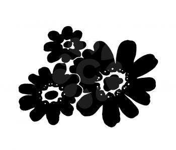 Royalty Free Clipart Image of Three Flowers
