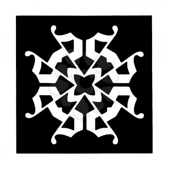 Royalty Free Clipart Image of an Ornate Design on a Black Square