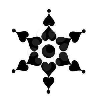 Royalty Free Clipart Image of a Heart Snowflake