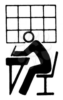 Royalty Free Clipart Image of a Man at a Desk