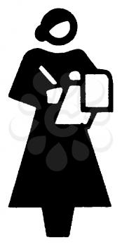 Royalty Free Clipart Image of a Woman Checking a List