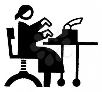 Royalty Free Clipart Image of a Woman Typing