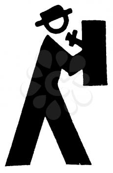 Royalty Free Clipart Image of a Man at a Telephone