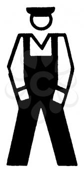 Royalty Free Clipart Image of a Man in Coveralls