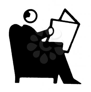 Royalty Free Clipart Image of a Man Reading a Newspaper