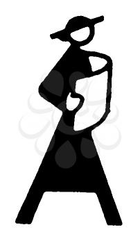 Royalty Free Clipart Image of a Woman With a Sign