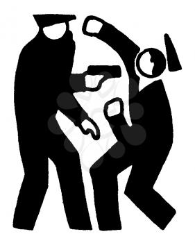 Royalty Free Clipart Image of a Man Being Held Up