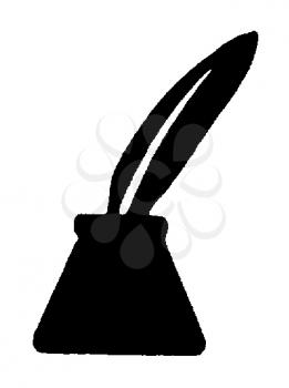 Royalty Free Clipart Image of a Feather in an Inkwell