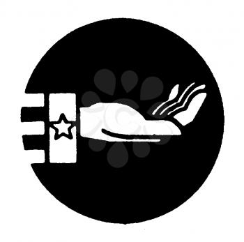 Royalty Free Clipart Image of a Hand Out