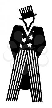 Royalty Free Clipart Image of a Man Dressed in Stars and Stripes