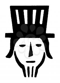 Royalty Free Clipart Image of a Man in a Striped Hat