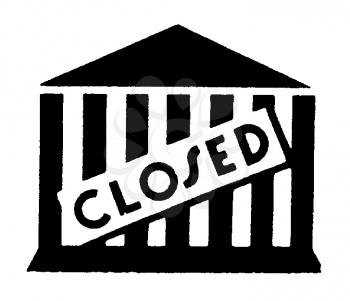 Royalty Free Clipart Image of a Closed Building