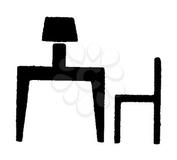 Royalty Free Clipart Image of a Desk and Chair