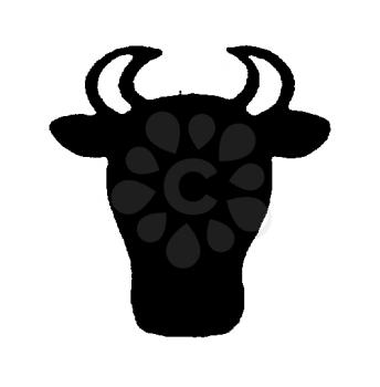 Royalty Free Clipart Image of a Cow's Head