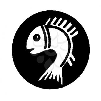 Royalty Free Clipart Image of a Fish on a Black Circle