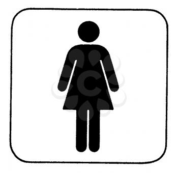 Royalty Free Clipart Image of a Woman on a Sign