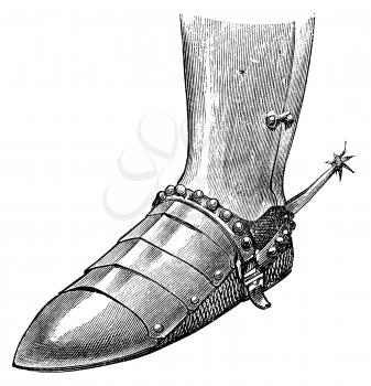 Royalty Free Clipart Image of a Foot From a Suit of Armour 