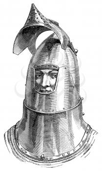 Royalty Free Clipart Image of a Knight in His Helmet 