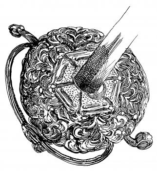 Royalty Free Clipart Image of the hilt of a sword 