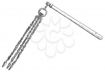 Royalty Free Clipart Image of a Medieval  3 Tail Chain Whip 