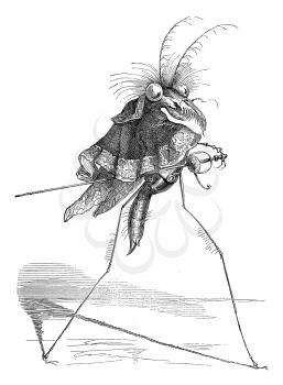 Royalty Free Clipart Image of a Strange Bug With a Sword