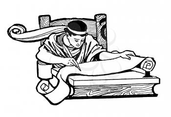Royalty Free Clipart Image of a Scribe
