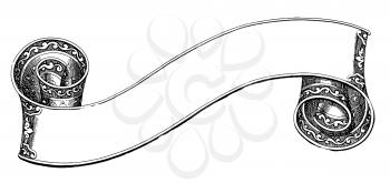 Royalty Free Clipart Image of a Banner with Swirled Ends