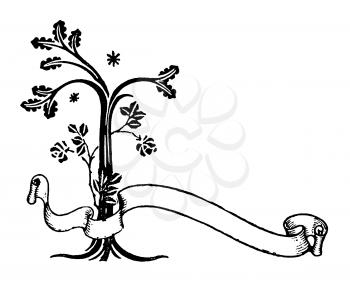 Royalty Free Clipart Image of a Tree and a Banner