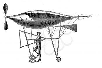 Royalty Free Clipart Image of an Early Flying Machine