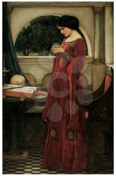 Royalty Free Clipart Image of The Crystal Ball by John William Waterhouse