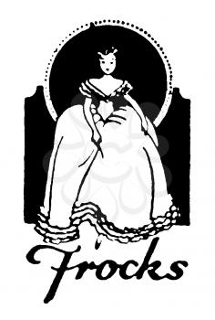 Royalty Free Clipart Image of a Woman in Frocks