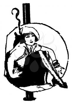 Royalty Free Clipart Image of a Woman sitting