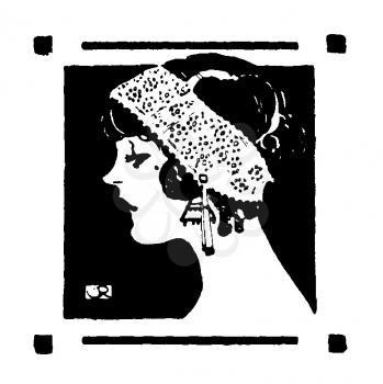 Royalty Free Clipart Image of a Side Portrait of a Woman 