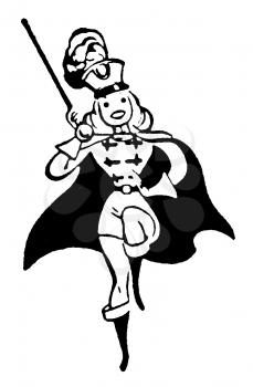 Royalty Free Clipart Image of a Woman, Drum Major
