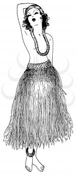 Royalty Free Clipart Image of a Topless Hula Girl 