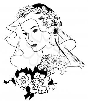 Royalty Free Clipart Image of a Bride