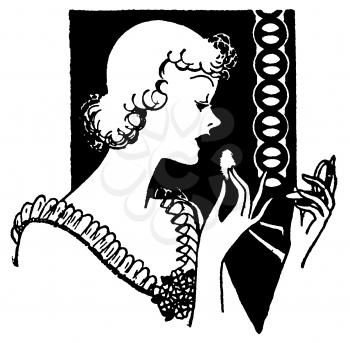 Royalty Free Clipart Image of a Woman Powdering Her Face