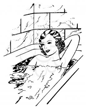 Royalty Free Clipart Image of a Woman in the Bath 