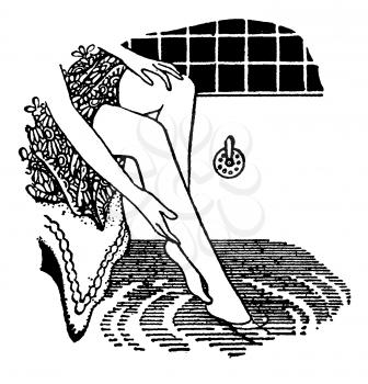 Royalty Free Clipart Image of a Woman's Legs in a Tub with Water 