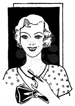 Royalty Free Clipart Image of a Woman Brushing Her Teeth 