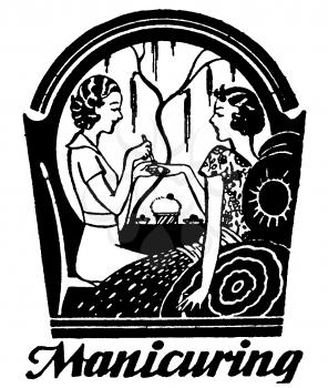 Royalty Free Clipart Image of a Vintage Manicuring Advertisement