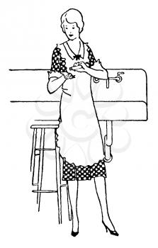 Royalty Free Clipart Image of a Woman Washing Her Hands With Bar Soap 