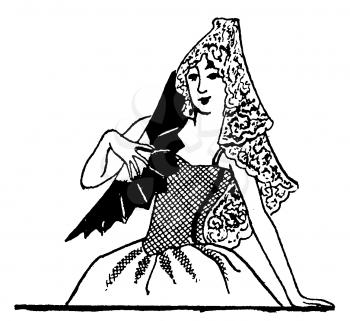 Royalty Free Clipart Image of a Woman Fanning Herself 