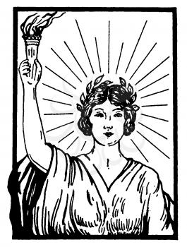 Royalty Free Clipart Image of a Woman Standing in a Power Pose
