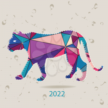 The 2022 new year card with Tiger made of triangles