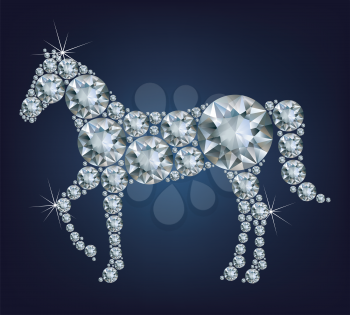 Happy new year 2026 creative greeting card with Horse made up a lot of diamonds