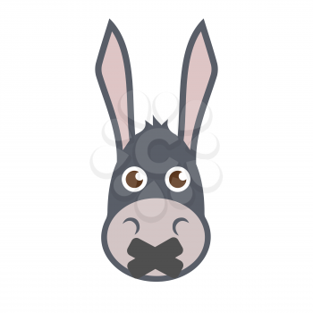 Donkey Head With Mouth Sealed. Vector illustration.