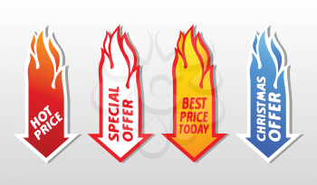 Special offer flaming arrow symbols. Vector concept illustration.