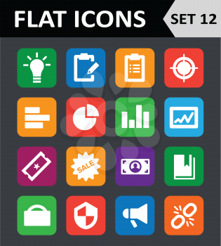 Universal Colorful Flat Icons. Set 12.