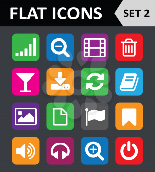Universal Colorful Flat Icons. Set 2.